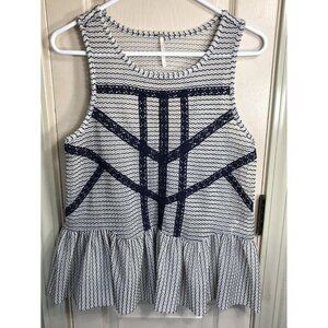 Free People Womens Small Blue Sheer Ruffle Bottom Tank Top